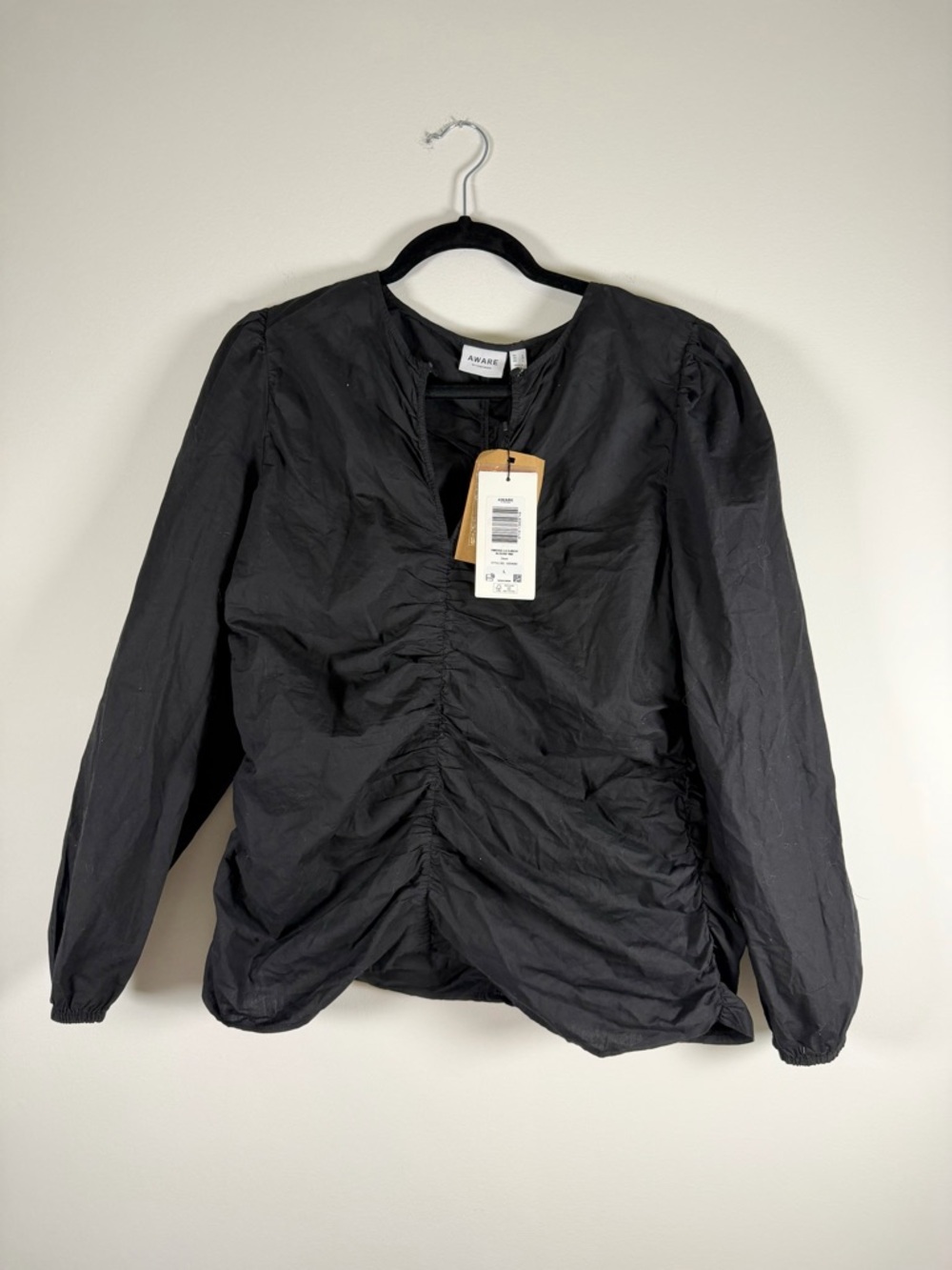 AWARE by VERO MODA Black V-Neck Ruched Blouse